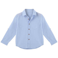 Archie L/S Button Shirt - Blue - Shirts - 30OFF