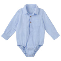 Archie L/S Button Shirt - Blue - Shirts - 30OFF