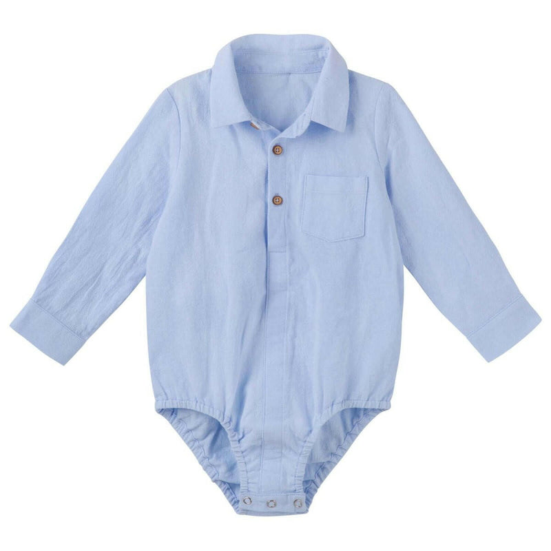 Archie L/S Button Shirt - Blue - HYPHEN KIDS