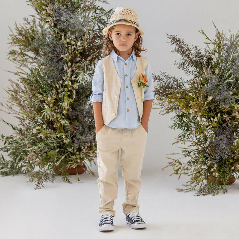 Archie L/S Button Shirt - Blue - HYPHEN KIDS