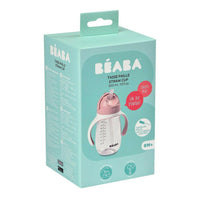 Beaba 2 In 1 Straw Learning Cup - Vintage Pink Water Bottle for kids