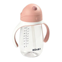 Beaba 2 In 1 Straw Learning Cup - Vintage Pink Water Bottle for kids