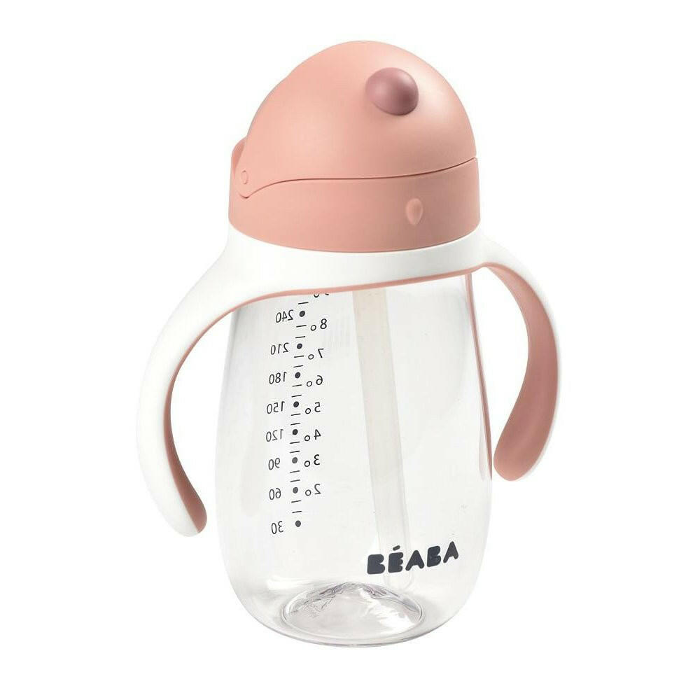 Beaba 2 In 1 Straw Learning Cup - Vintage Pink Water Bottle for kids