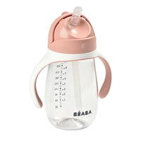 Beaba 2 In 1 Straw Learning Cup - Vintage Pink Water Bottle for kids