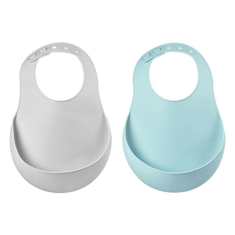 Beaba Silicone Bib - Green Blue/Light Grey - HYPHEN KIDS