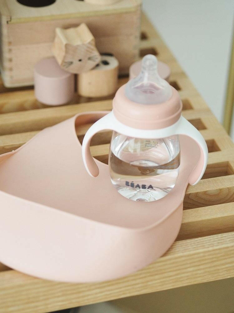 Beaba Silicone Bib - Light Mist/Old Pink - HYPHEN KIDS