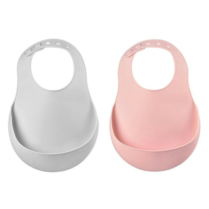Beaba Silicone Bib - Light Mist/Old Pink - HYPHEN KIDS