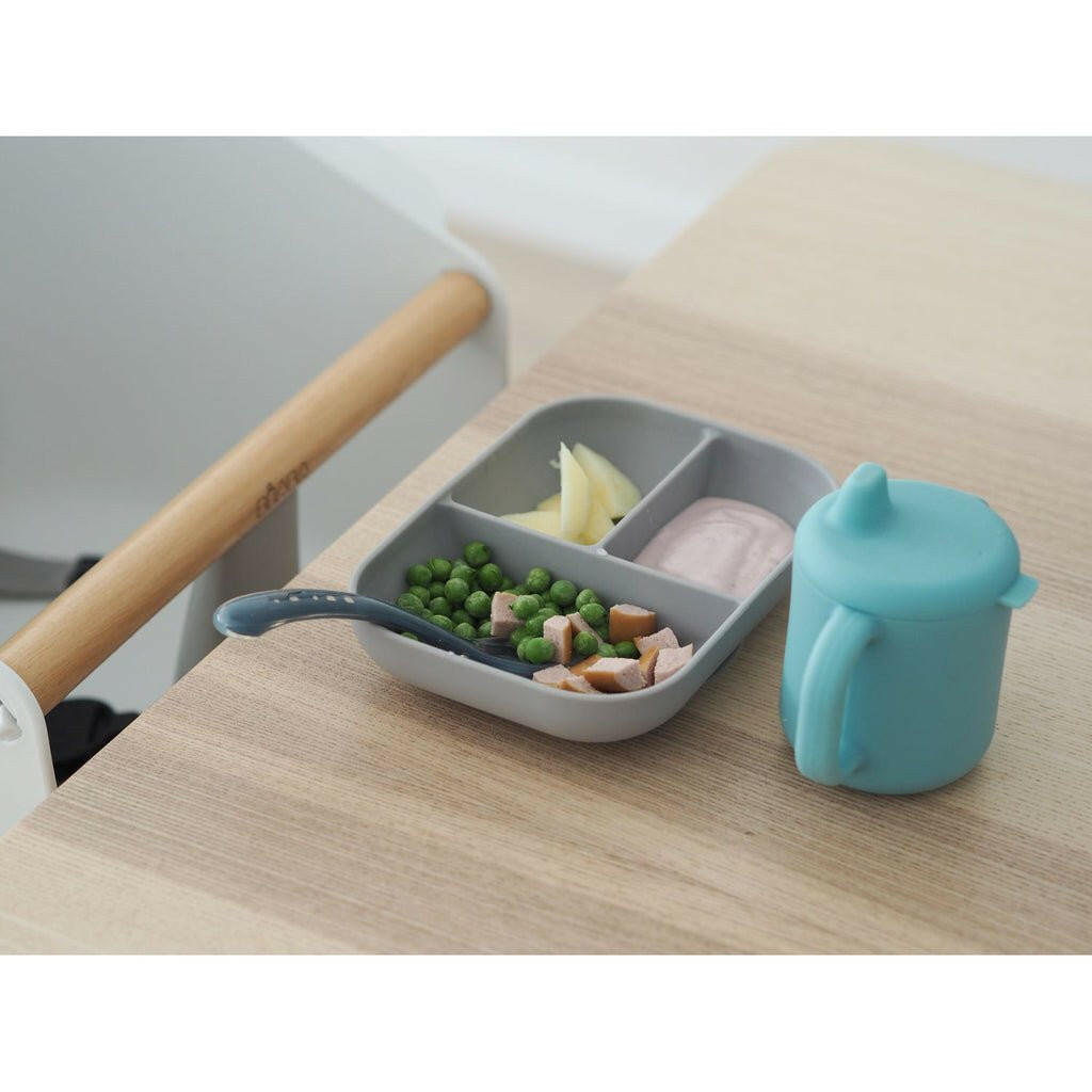 Beaba Silicone Learning Set And Cup - Blue/Grey - Bowls & Utensils - not - on - sale