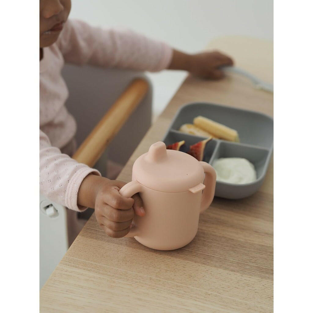 Beaba Silicone Learning Set And Cup - Pink/Grey - Bowls & Utensils - not - on - sale
