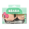 Beaba Silicone Learning Set And Cup - Pink/Grey - Bowls & Utensils - not - on - sale