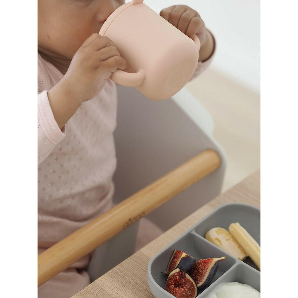 Beaba Silicone Learning Set And Cup - Pink/Grey - Bowls & Utensils - not - on - sale