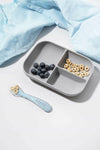Beaba Silicone Suction Divided Plate & Spoon - Grey - Bowls & Utensils - not - on - sale