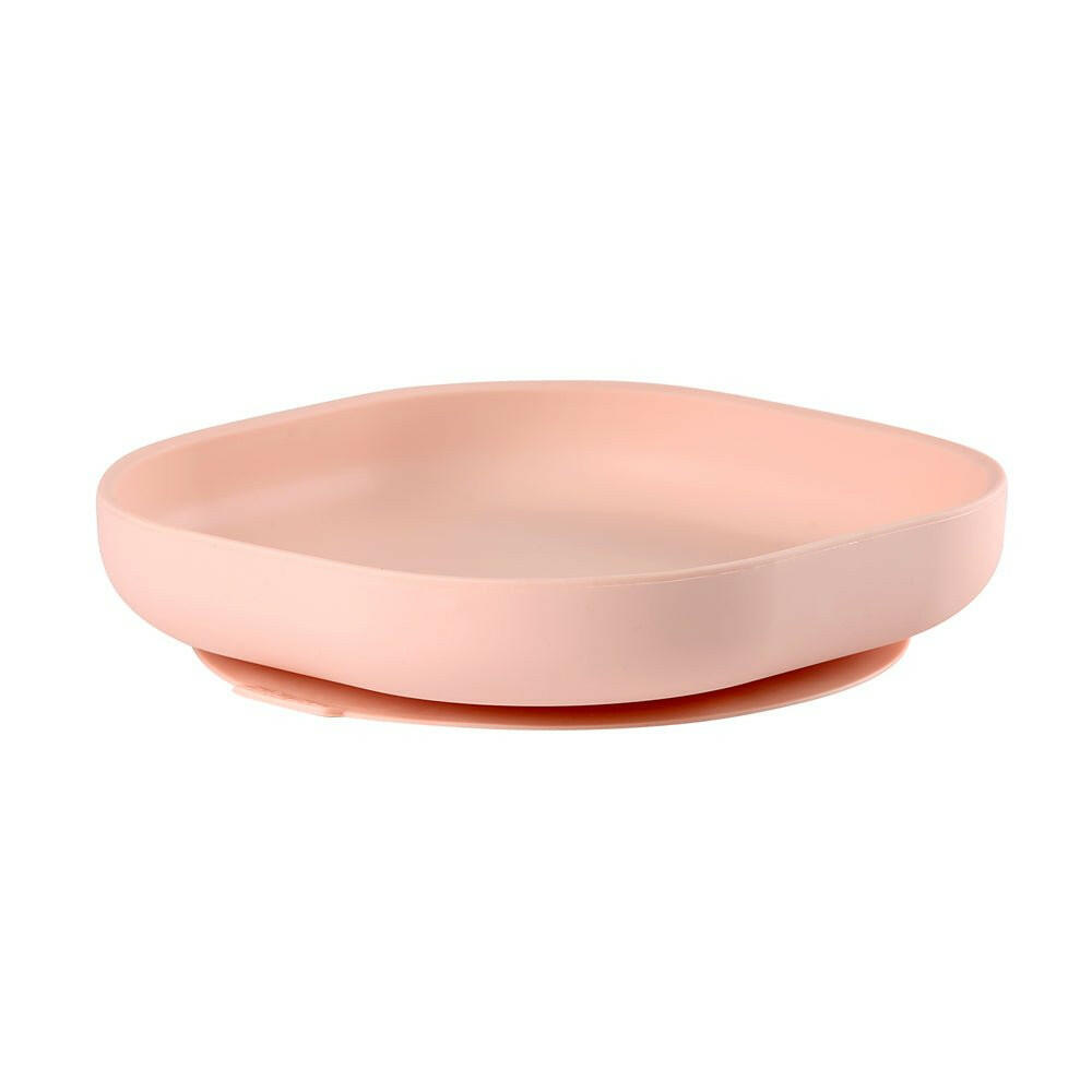 Beaba Silicone Suction Divided Plate & Spoon - Pink - Bowls & Utensils - not - on - sale