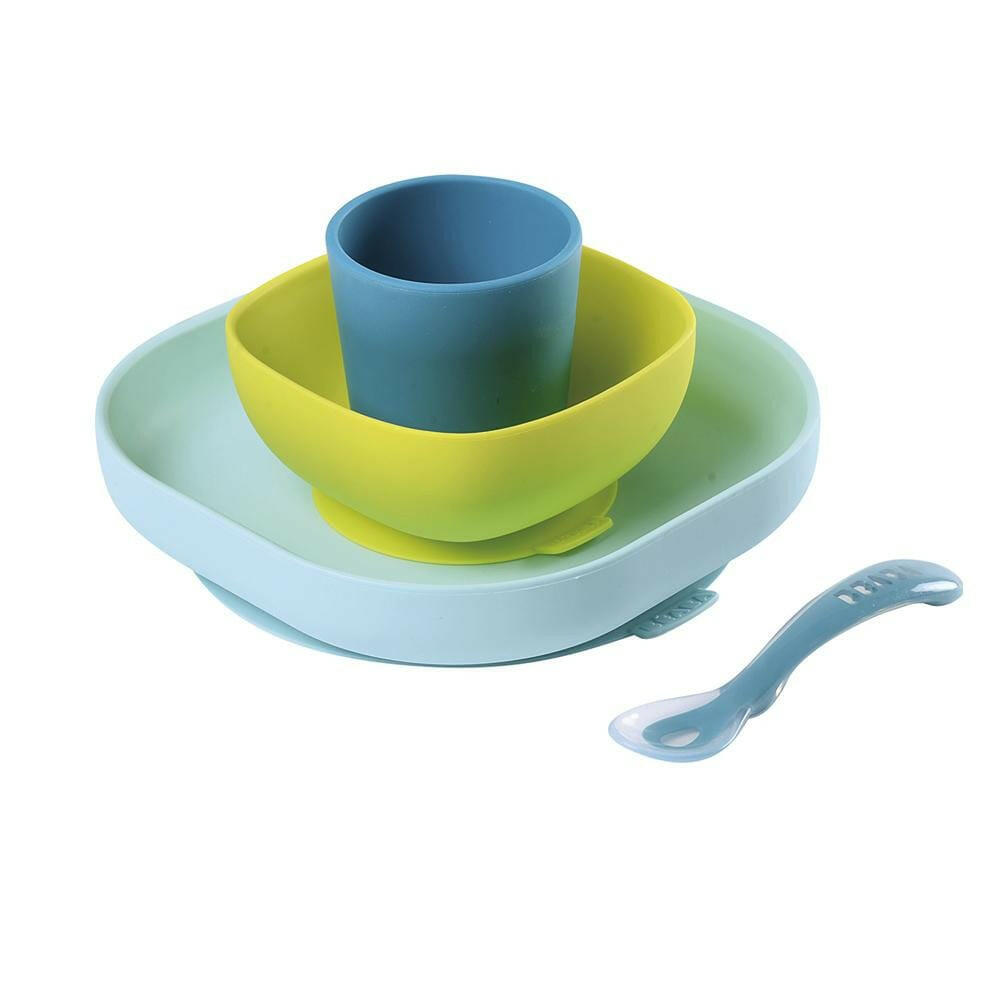 Beaba Silicone Suction Meal Set - Blue - Bowls & Utensils - not - on - sale