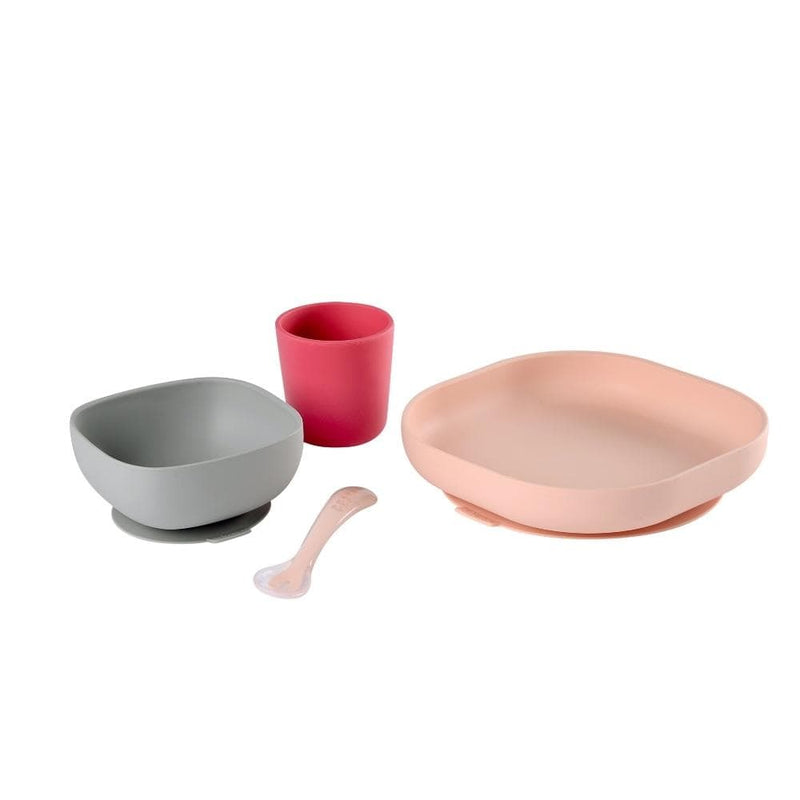 Beaba Silicone Suction Meal Set - Pink -HYPHEN KIDS