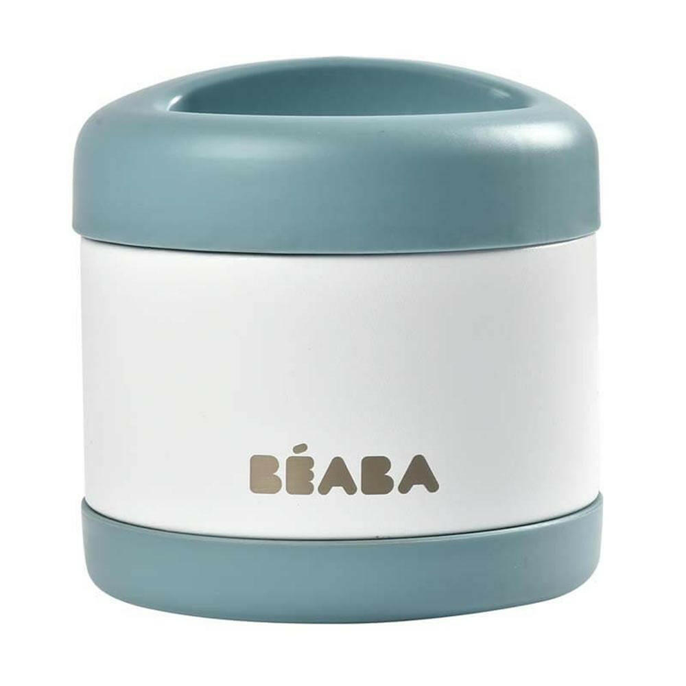 Beaba Stainless Steel Food Jar 500Ml - Baltic Blue / White - Thermos Lunchbox - feeding