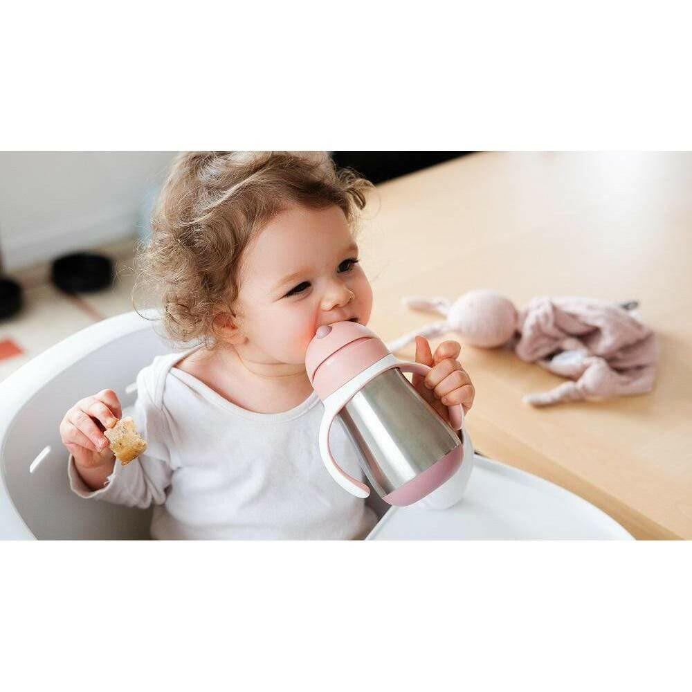 Shop Beaba Stainless Steel Straw Cup 250ml - Vintage Pink NZ | Premium Thermos Bottle for School Kids