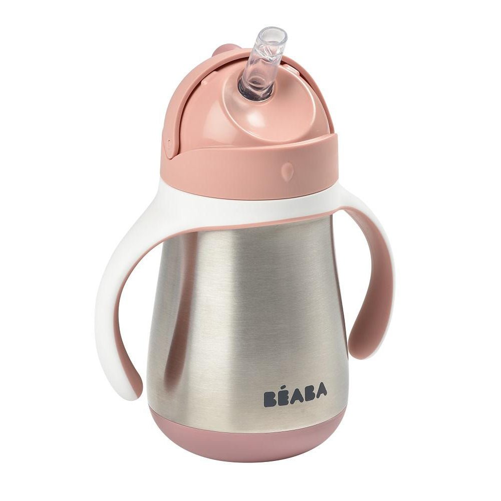 Beaba Stainless Steel Straw Cup 250ml - Vintage Pink -HYPHEN KIDS