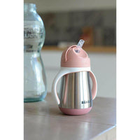 Shop Beaba Stainless Steel Straw Cup 250ml - Vintage Pink NZ | Premium Thermos Bottle for School Kids