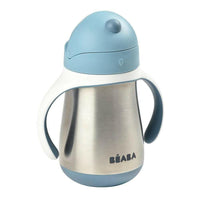 Shop Beaba Stainless Steel Straw Cup 250ml - Windy Blue NZ | Premium Thermos Bottle for School Kids