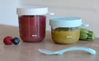 Beaba Superior Glass Jar 2 Pack 150ML/250ML - Airy Green And Light Mist -HYPHEN KIDS