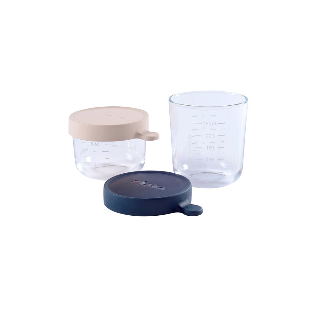 Beaba Superior Glass Jar 2 Pack 150ML/250ML - Dark Blue -HYPHEN KIDS