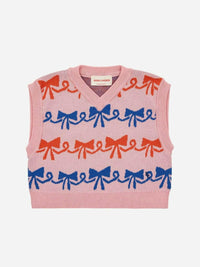 Bobo Choses Ribbon Bow all over jacquard vest - Sweatshirts - 10 - 11Y