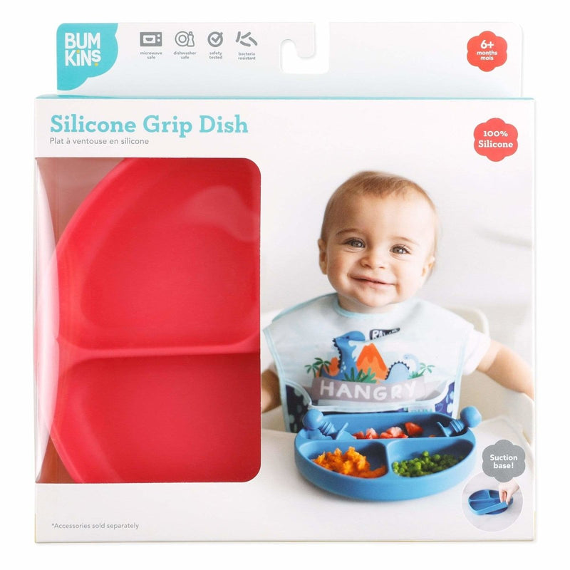 Bumkins Silicone Grip Dish - Red -HYPHEN KIDS