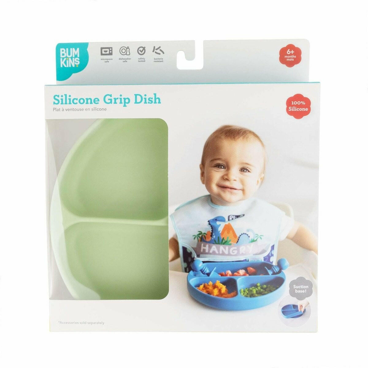 Bumkins Silicone Grip Dish - Sage - Bowls & Utensils - not - on - sale