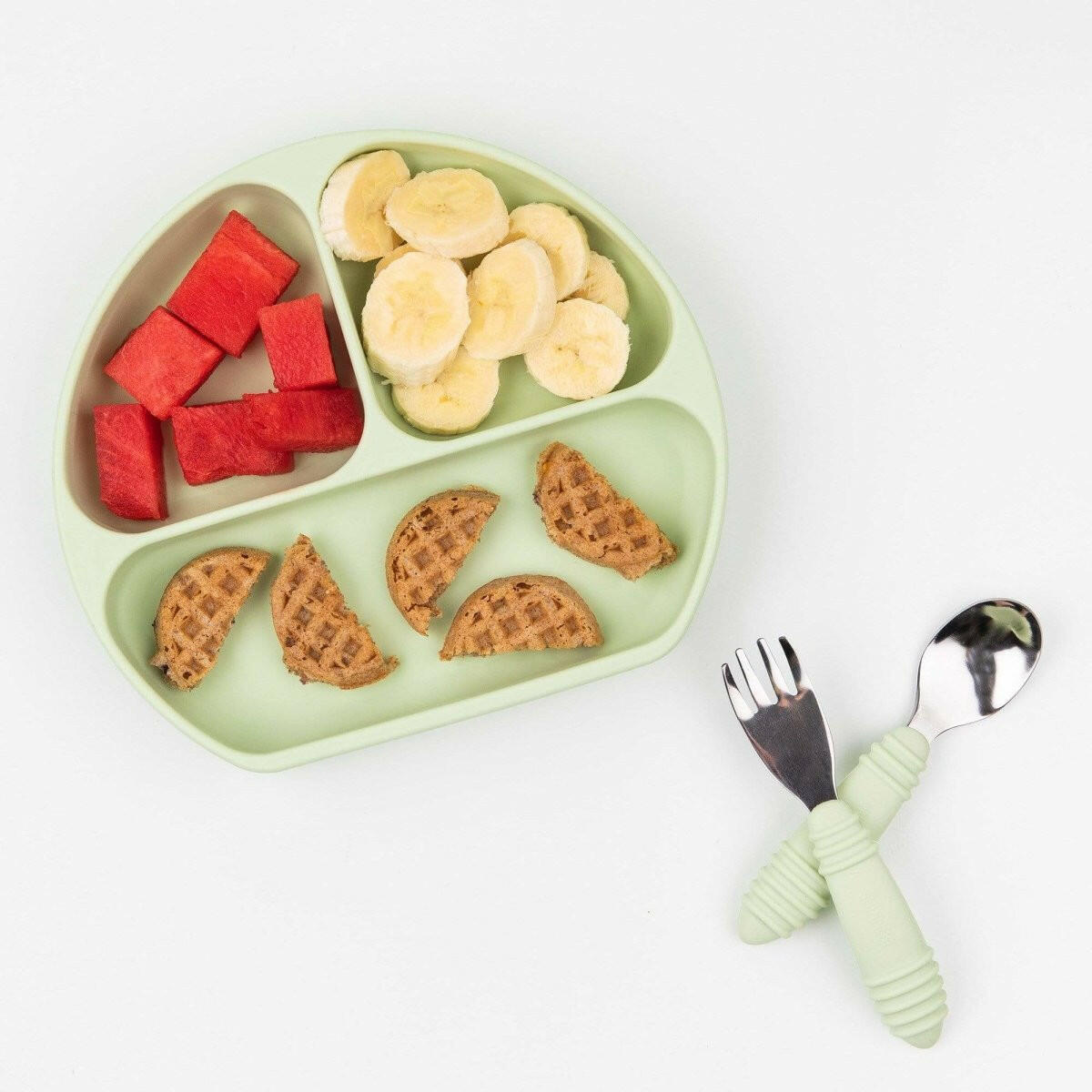 Bumkins Silicone Grip Dish - Sage - HYPHEN KIDS