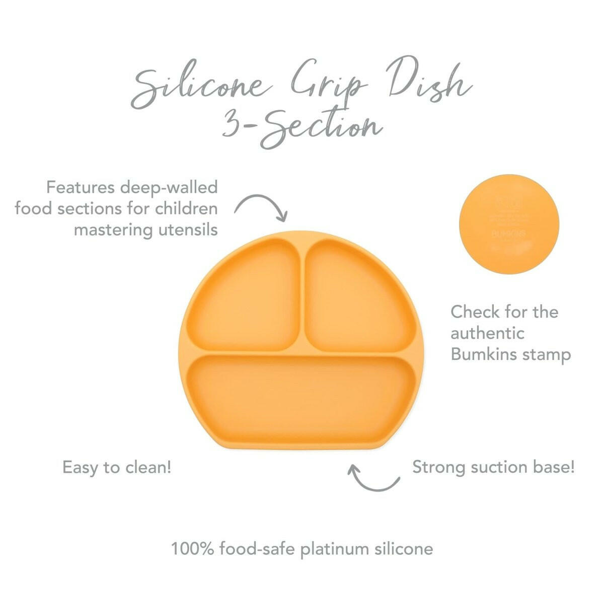 Bumkins Silicone Grip Dish - Tangerine - HYPHEN KIDS