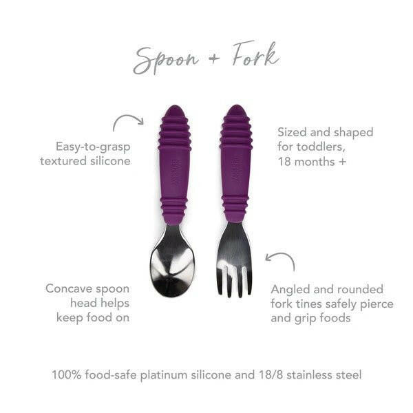 Bumkins Spoon and Fork - Purple - Utensils - not - on - sale