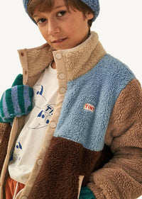 Color Block Polar Sherpa Jacket - Chocolate / Grey - Jackets|Coats|Hoodies - 10 - 11Y