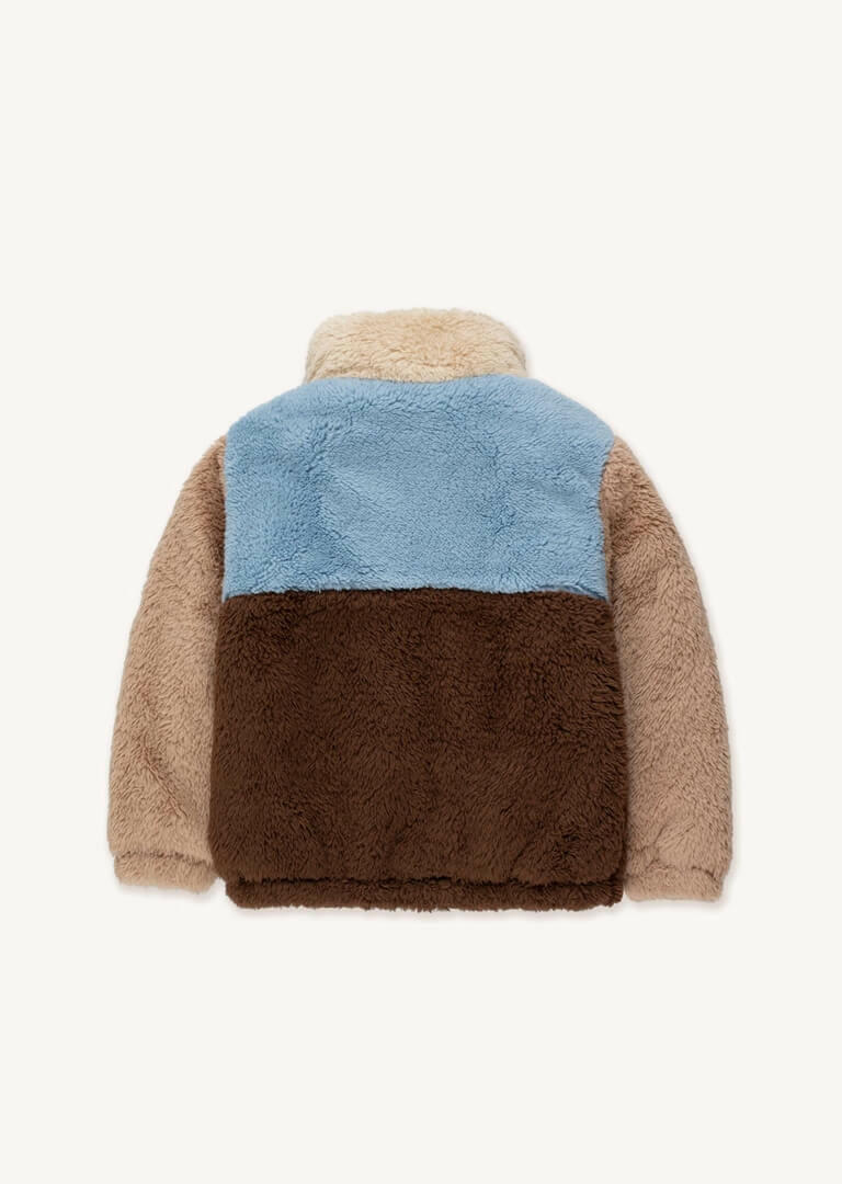 Color Block Polar Sherpa Jacket - Chocolate / Grey - HYPHEN KIDS