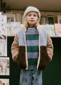 Color Block Polar Sherpa Jacket - Chocolate / Grey - Jackets|Coats|Hoodies - 10 - 11Y