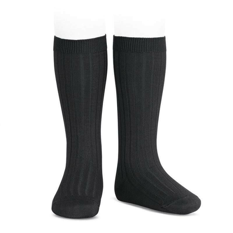 CONDOR Basic Rib Knee High Socks(900) Black - HYPHEN KIDS