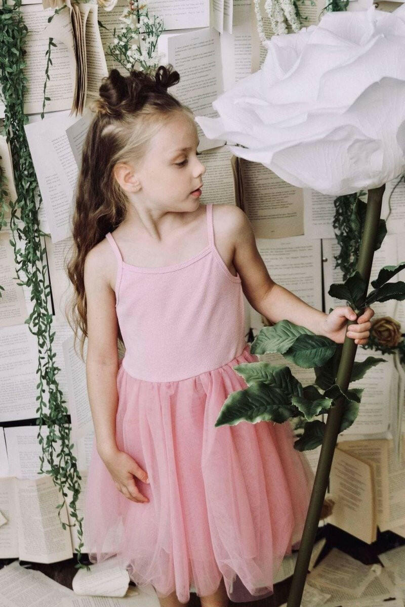 Dolly Rib Cotton Tutu Dress Pink - HYPHEN KIDS