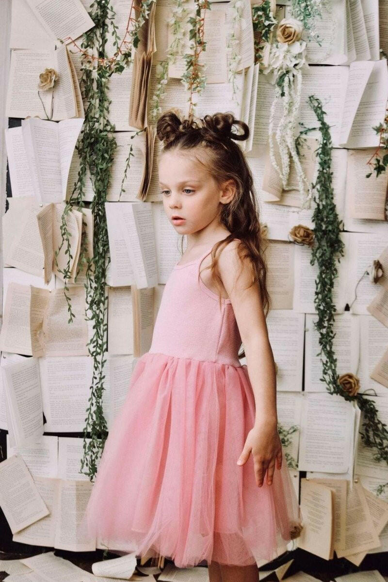 Dolly Rib Cotton Tutu Dress Pink - HYPHEN KIDS