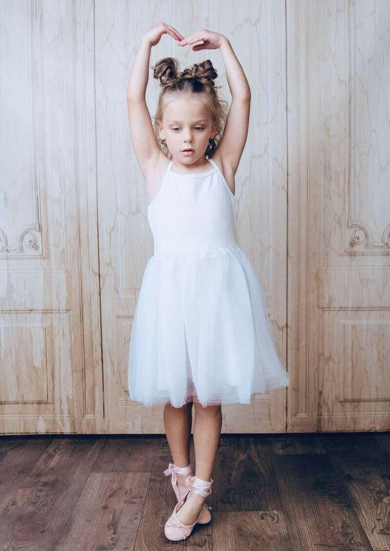 Dolly Rib Cotton Tutu Dress White - HYPHEN KIDS