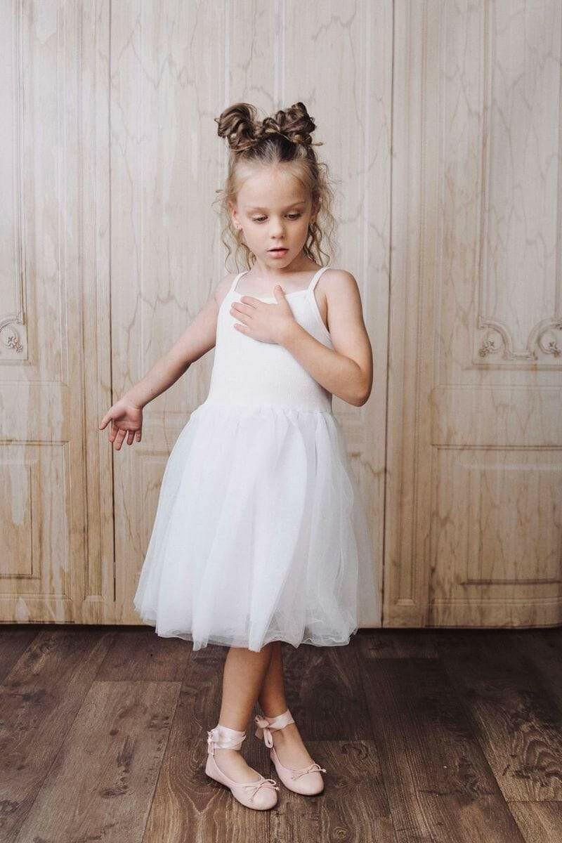 Dolly Rib Cotton Tutu Dress White - HYPHEN KIDS