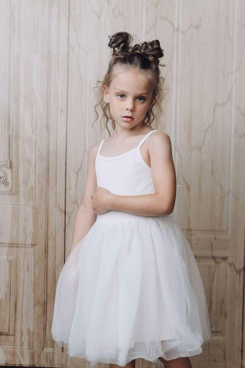 Dolly Rib Cotton Tutu Dress White - HYPHEN KIDS