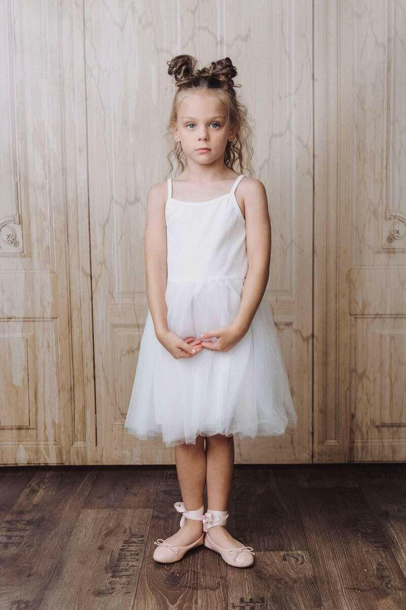 Dolly Rib Cotton Tutu Dress White - HYPHEN KIDS