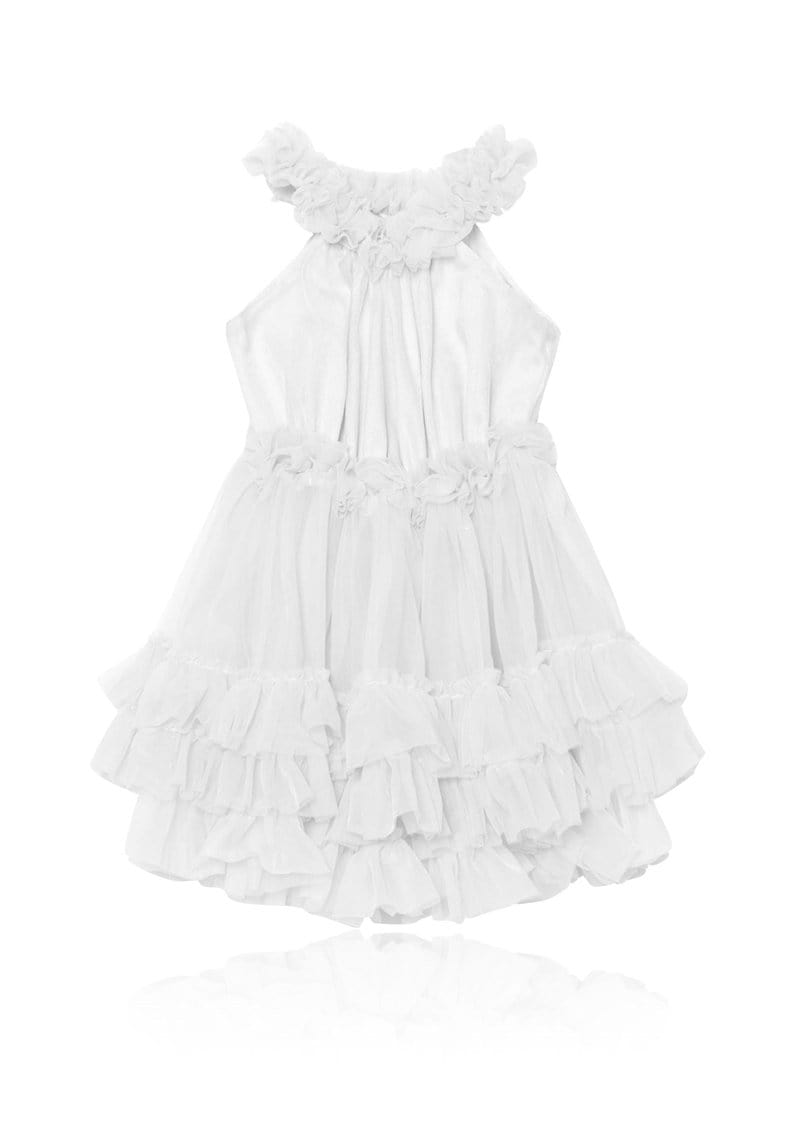 Dolly Ruffled Chiffon Dance Dress Off-White -HYPHEN KIDS