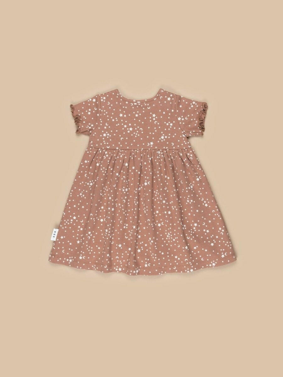 Huxbaby Starry Short Sleeve Rib Dress - Dresses - 1 - 2Y