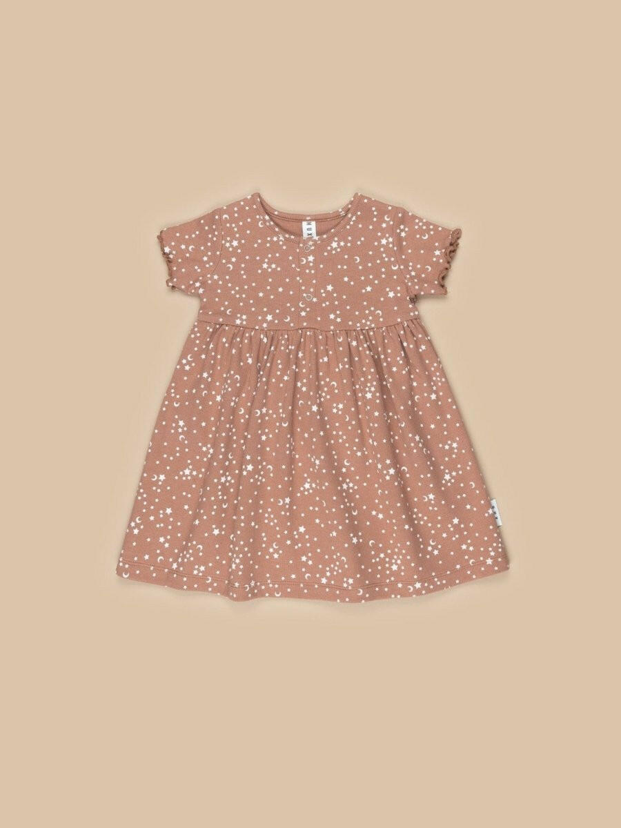 Huxbaby Starry Short Sleeve Rib Dress - Dresses - 1 - 2Y