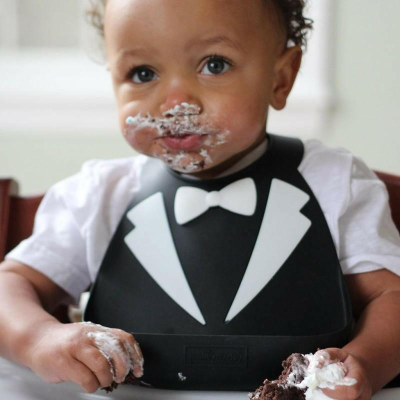 Make My Day Soft Silicone Baby Bib with Gift Box - Tux - HYPHEN KIDS