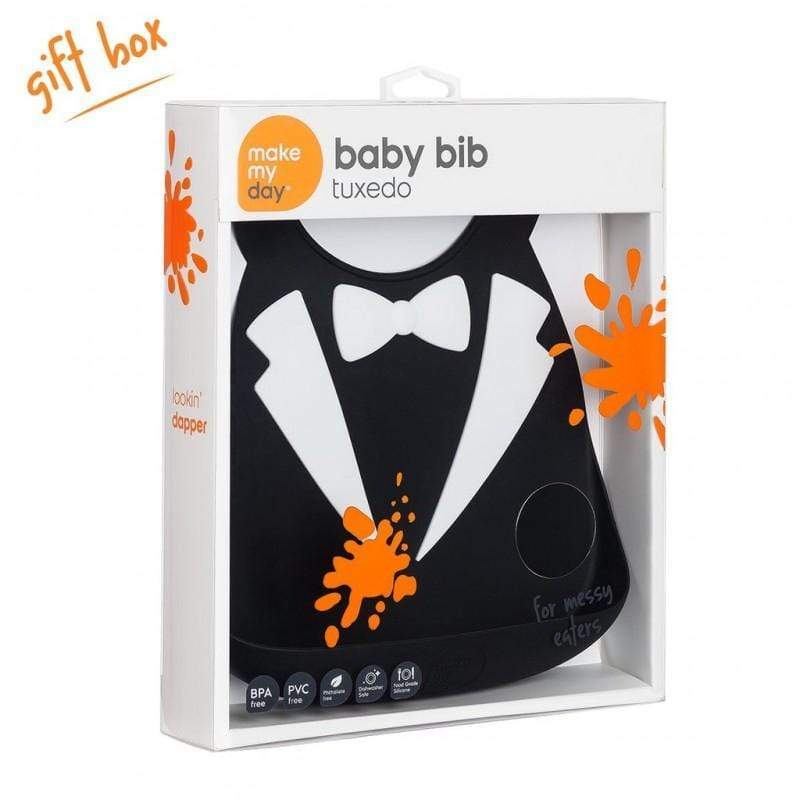 Make My Day Soft Silicone Baby Bib with Gift Box - Tux -HYPHEN KIDS