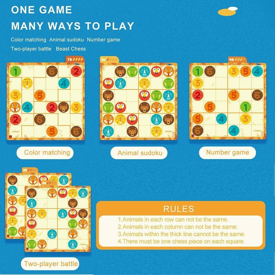 MiDeer Sudoku Magnetic Game - Ocean Crisis (Level 2. Age 4+) - Educational Toys - not - on - sale