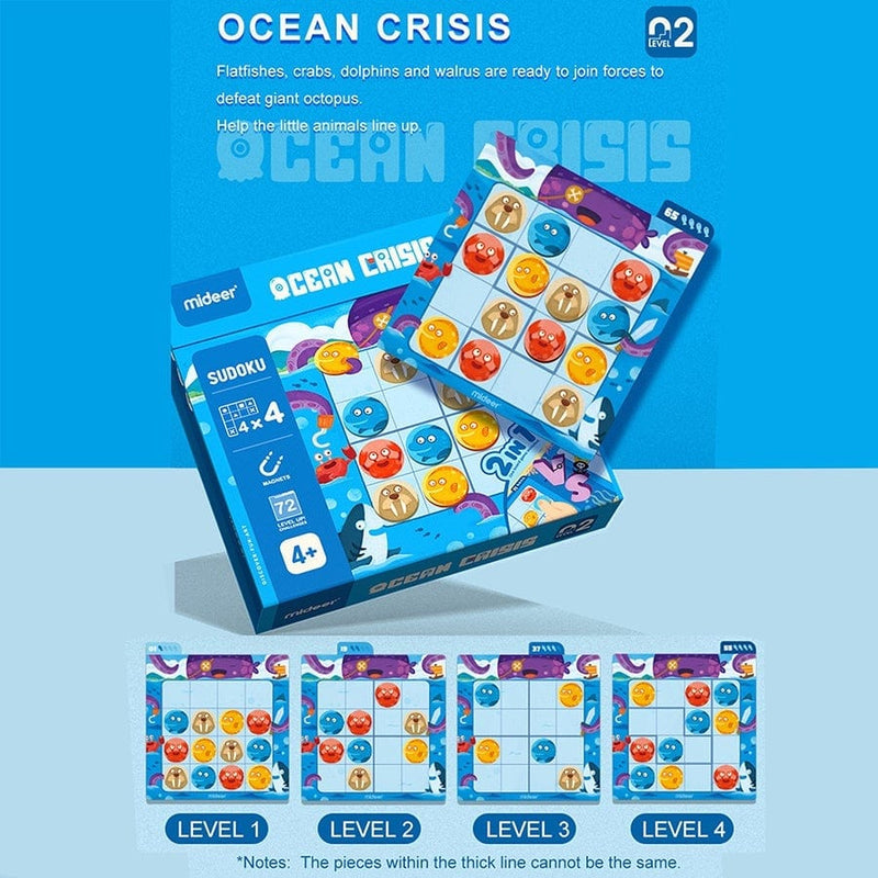 MiDeer Sudoku Magnetic Game - Ocean Crisis (Level 2. Age 4+) -HYPHEN KIDS