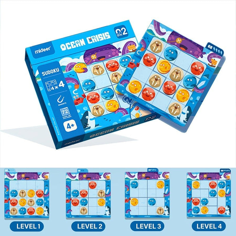MiDeer Sudoku Magnetic Game - Ocean Crisis (Level 2. Age 4+) -HYPHEN KIDS